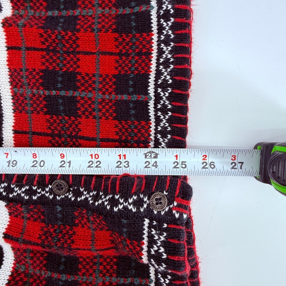 Bryn Connelly Vintage Christmas Holiday Cardigan Sweater Holly Plaid Button Up S - Picture 9 of 9